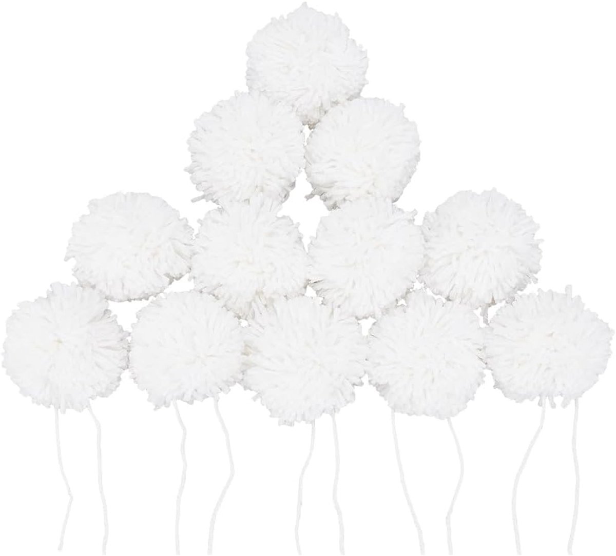 12 Stück Weiße Garn Pompons Abnehmbare Große Kugeln Flauschige Häkel Pompons Strick Hänge Pompons Großpackung Winter Polyesterkugel Accessoires Ornamente Set Für DIY Bastelarbeiten Mützen Sc