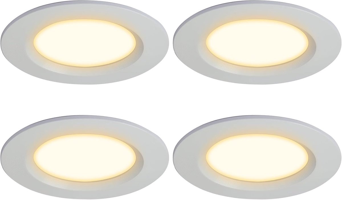12V ultra plat 3W LED inbouwspot 55mm gatuitsparing met 2M kabel plafondspot voor spiegelkasten, vitrines, meubels en kasten (4x wit 3000K)