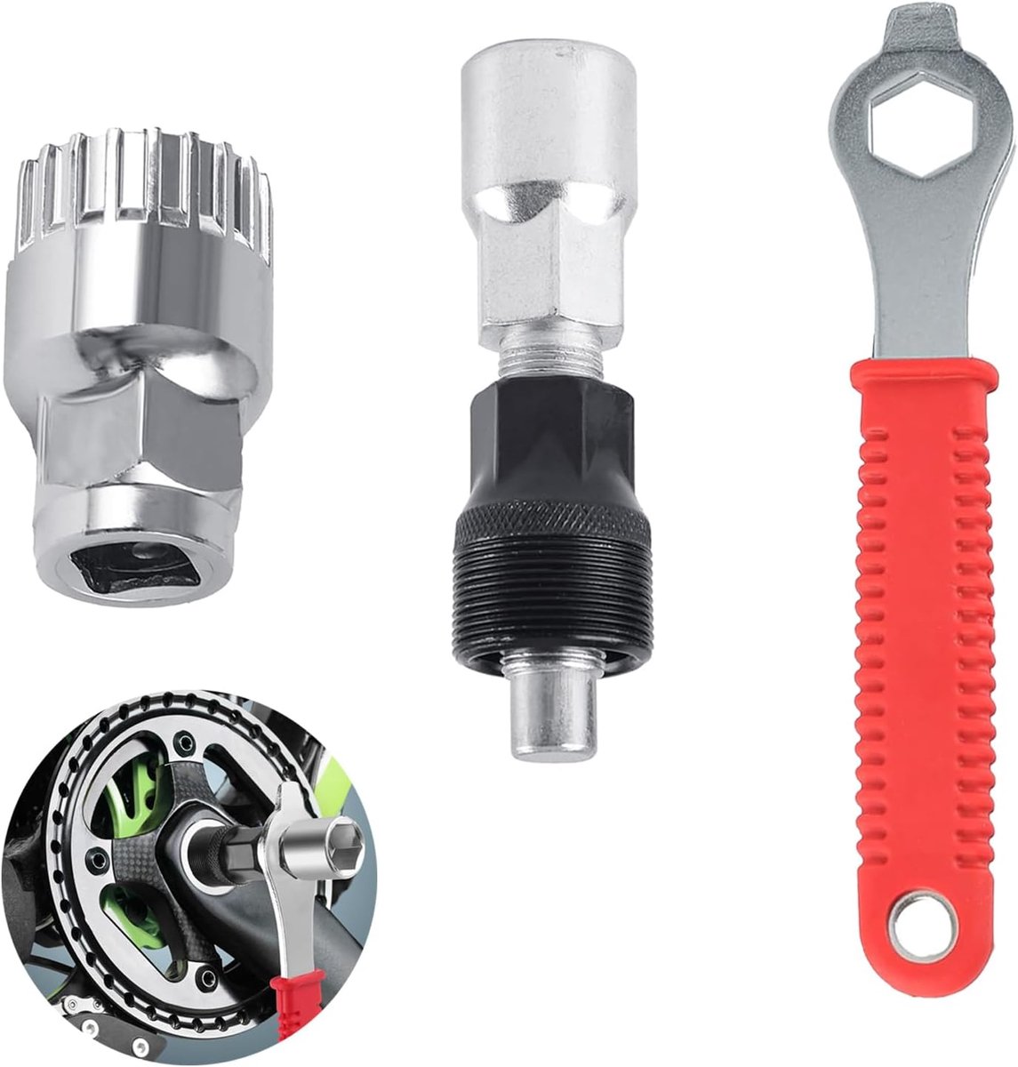Cranktrekker en trapas gereedschap, binnenlagerverwijderaar, fietsslinger trekker, 16 mm sleutel, fietsslinger moersleutel, gereedschapsset voor het verwijderen van fietsslinger