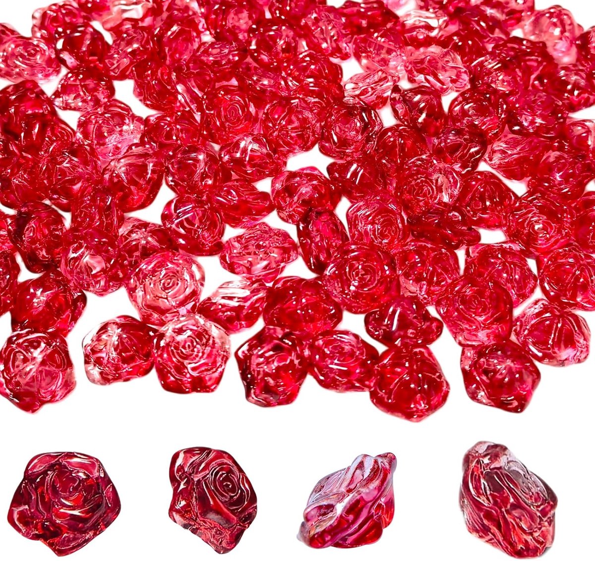 Kralen bulk, roos bloemvormige charme gesneden losse spacer kristal glas kralen voor doe-het-zelf knutselen maken kralen projecten (roze bloem glazen kralen bulk