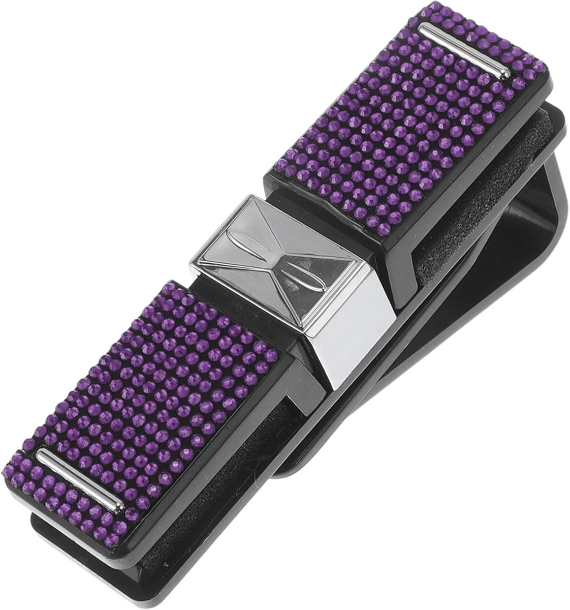 Auto Zonnebril Clip Universele Zonneklep Brillen Houder Clip Plastic, Steentjes Paars 10x1.8cm 1 Stks