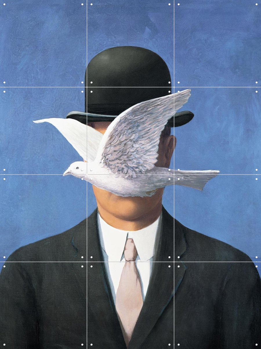 IXXI L'Homme au chapeau melon (1964), Magritte & Standaard Uitgeverij - 60 x 80 cm - Gratis ophangtool - Grote wanddecoratie en posters - Modern