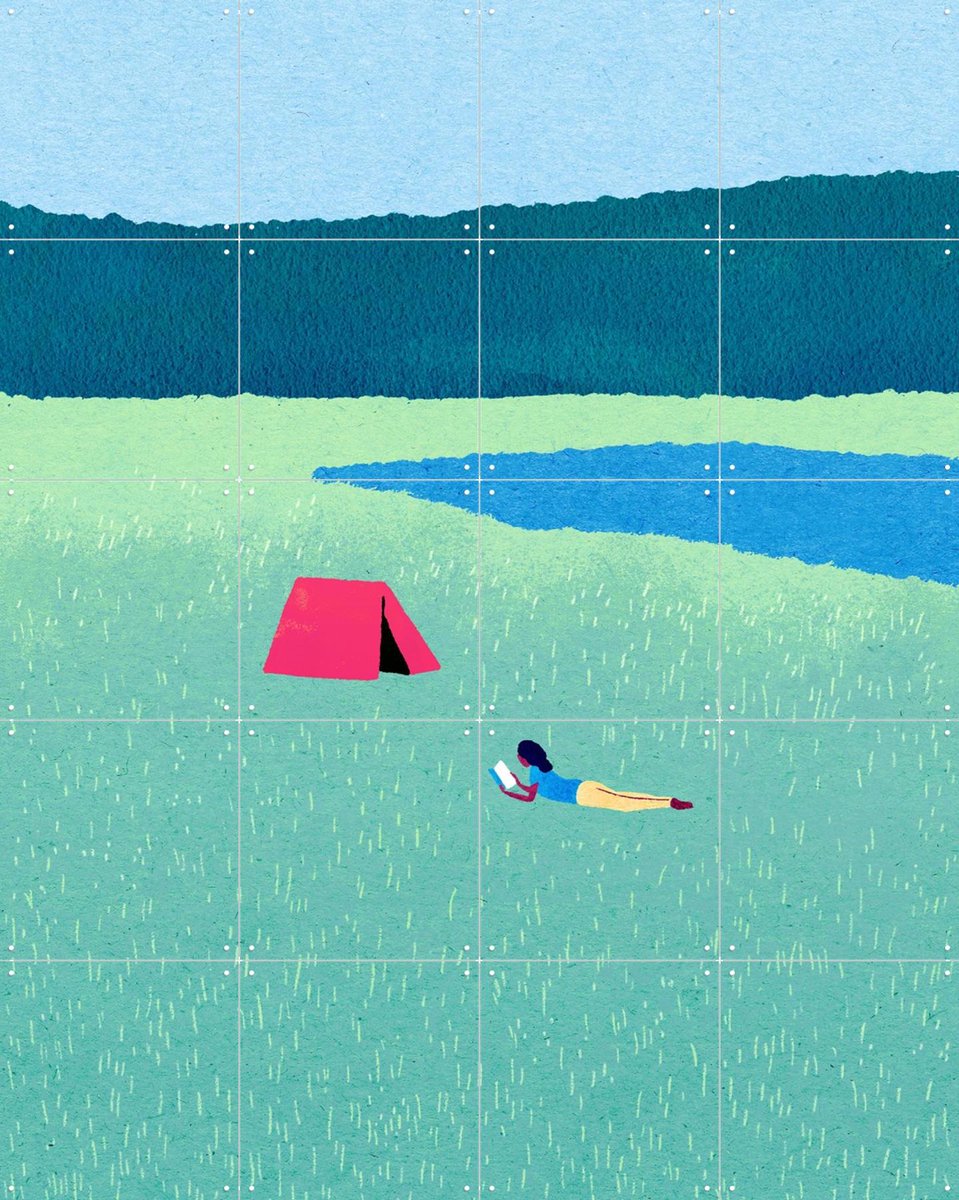 IXXI Meadow, Henry Rivers - 80 x 100 cm - Gratis ophangtool - Grote wanddecoratie en posters - Illustraties, Kleurrijk, Speels, Digitale Kunst