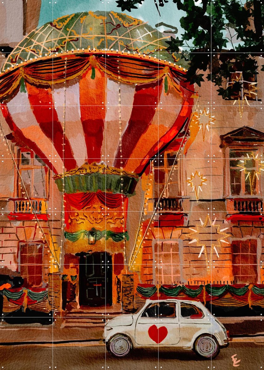 IXXI Balloon House, Ekaterina Zagorska - 100 x 140 cm - Gratis ophangtool - Grote wanddecoratie en posters - Speels, Modern, Olieverf, Fantasierijk