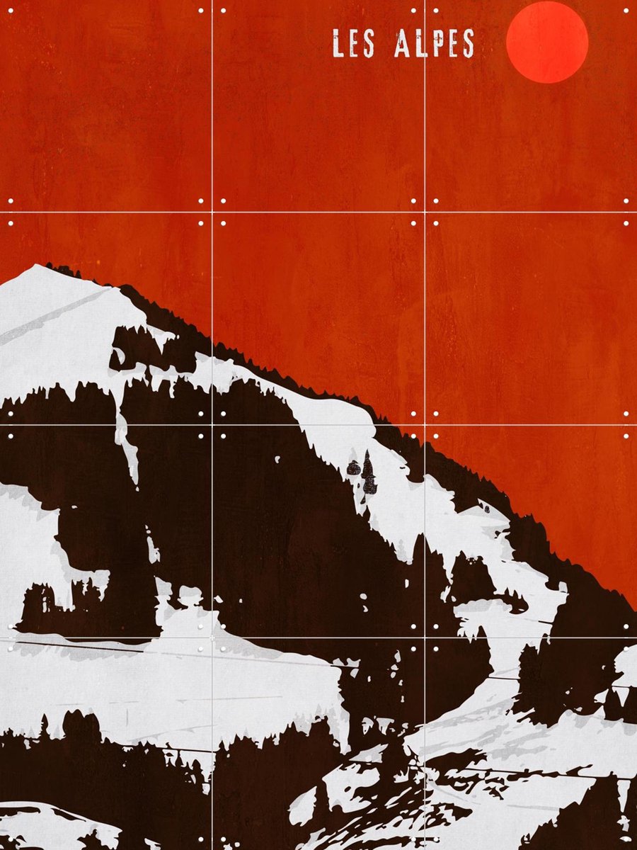 IXXI Les Alpes, Kubistika - 60 x 80 cm - Gratis ophangtool - Grote wanddecoratie en posters - Abstract, Illustraties, Minimalisme, Digitale Kunst