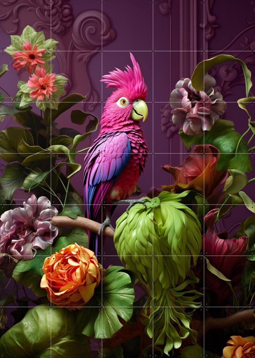 IXXI Bird, OTTI - 100 x 140 cm - Gratis ophangtool - Grote wanddecoratie en posters - Digitale Kunst, Fantasierijk, Modern, Geometrische Kunst
