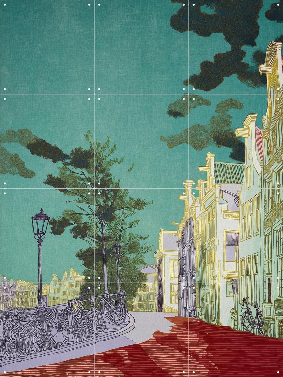 IXXI Amsterdam 4, Artclaud - 60 x 80 cm - Gratis ophangtool - Grote wanddecoratie en posters - Kleurrijk, Street art, Pop art, Speels, Modern