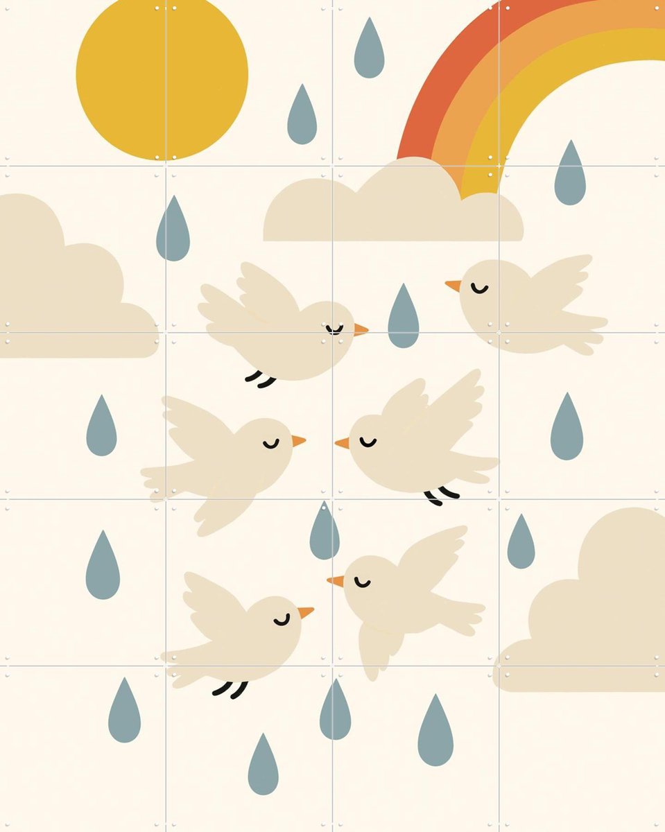 IXXI Sunny Showers Flight, Treechild & Various - 80 x 100 cm - Gratis ophangtool - Grote wanddecoratie en posters - Speels, Digitale Kunst, Modern
