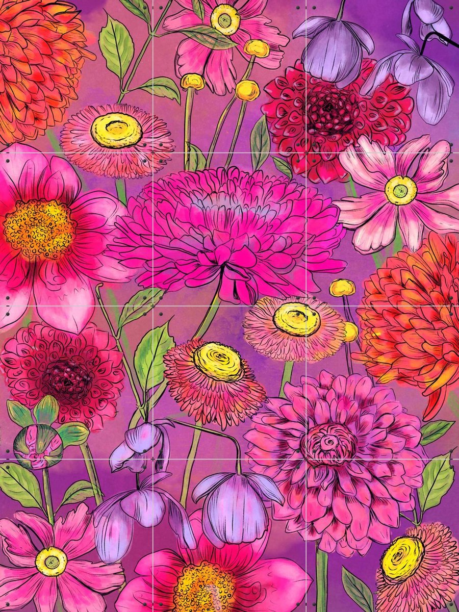 IXXI Sea of Flowers, Raissa Oltmanns - 60 x 80 cm - Gratis ophangtool - Grote wanddecoratie en posters - Illustraties, Digitale Kunst, Slaapkamer
