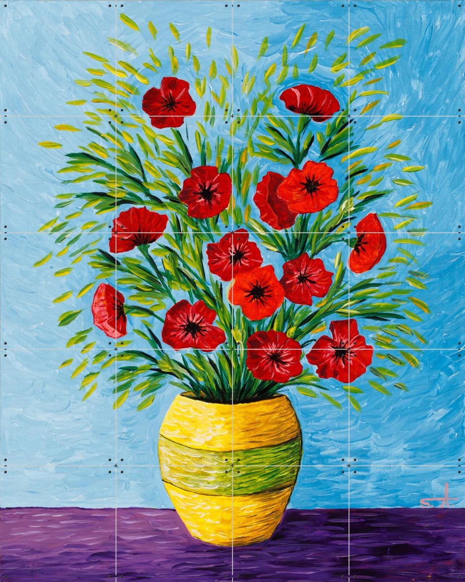 IXXI Poppies, Zurab Dariali - 80 x 100 cm - Gratis ophangtool - Grote wanddecoratie en posters - Impressionisme, Slaapkamer, Woonkamer, Eetkamer