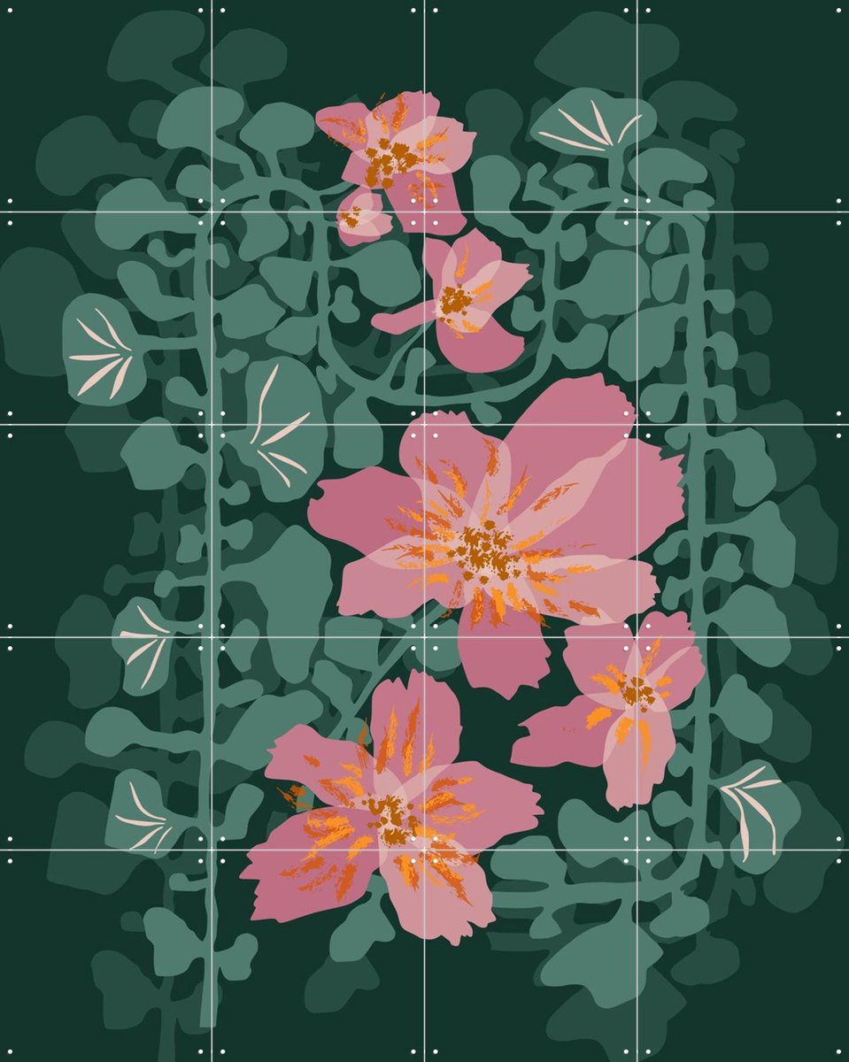 IXXI Orchids Shadow Green Notes, Annick & Various - 80 x 100 cm - Gratis ophangtool - Grote wanddecoratie en posters - Decoratieve kunsten, Kleurrijk