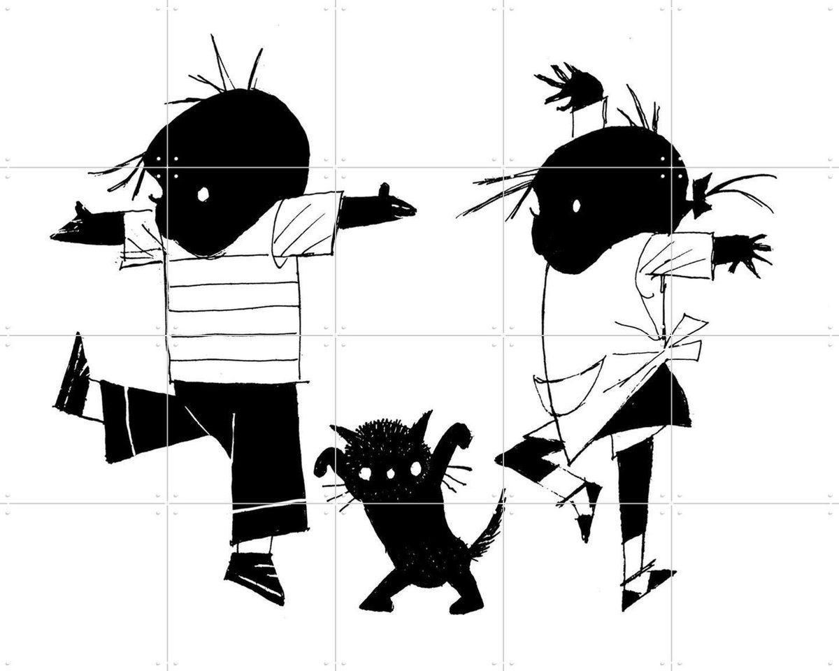 IXXI Gekke Dans, Fiep Westendorp - 100 x 80 cm - Gratis ophangtool - Grote wanddecoratie en posters - Speels, Tekeningen, Kinderkamer, Kinderen