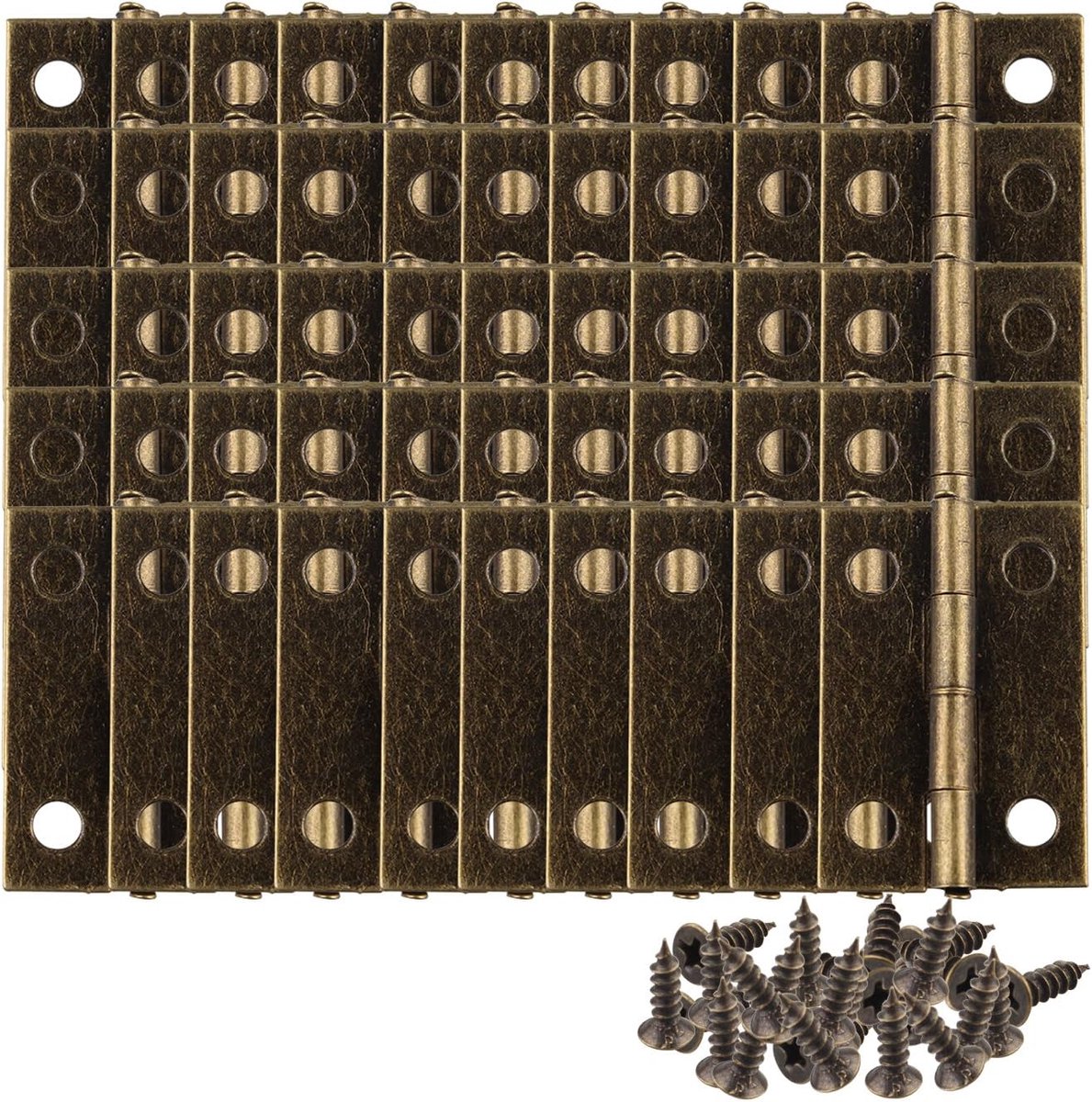 50 STKS Mini Brons Sieraden Antieke Kast Lade Doos Scharnieren Connectoren Decoratieve 2.4 * 1.6 cm Hasp Klink Lock met 200 STKS Vervanging Schroeven