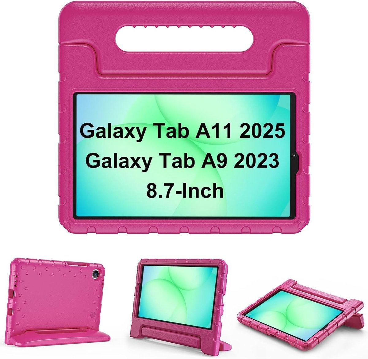 Tablet Hoes voor Samsung Galaxy Tab A11 / Tab A9 8.7 Inch – Kidsproof Kinderhoes met Handvat – Schokbestendige Beschermhoes – Roze - Ntech