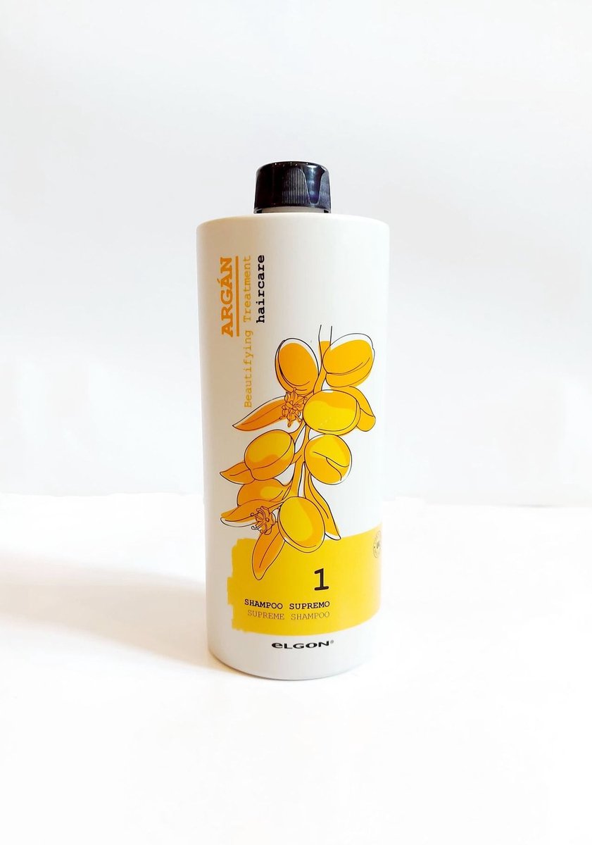 Elgon Argan 1 Supreme Shampoo 1000 ml - Professionele Shampoo - Arganolie Verzorging - Beschermt Tegen UV-schade - Intensief Hydraterend - Geschikt Voor Alle Haartypes - Dagelijks Gebruik