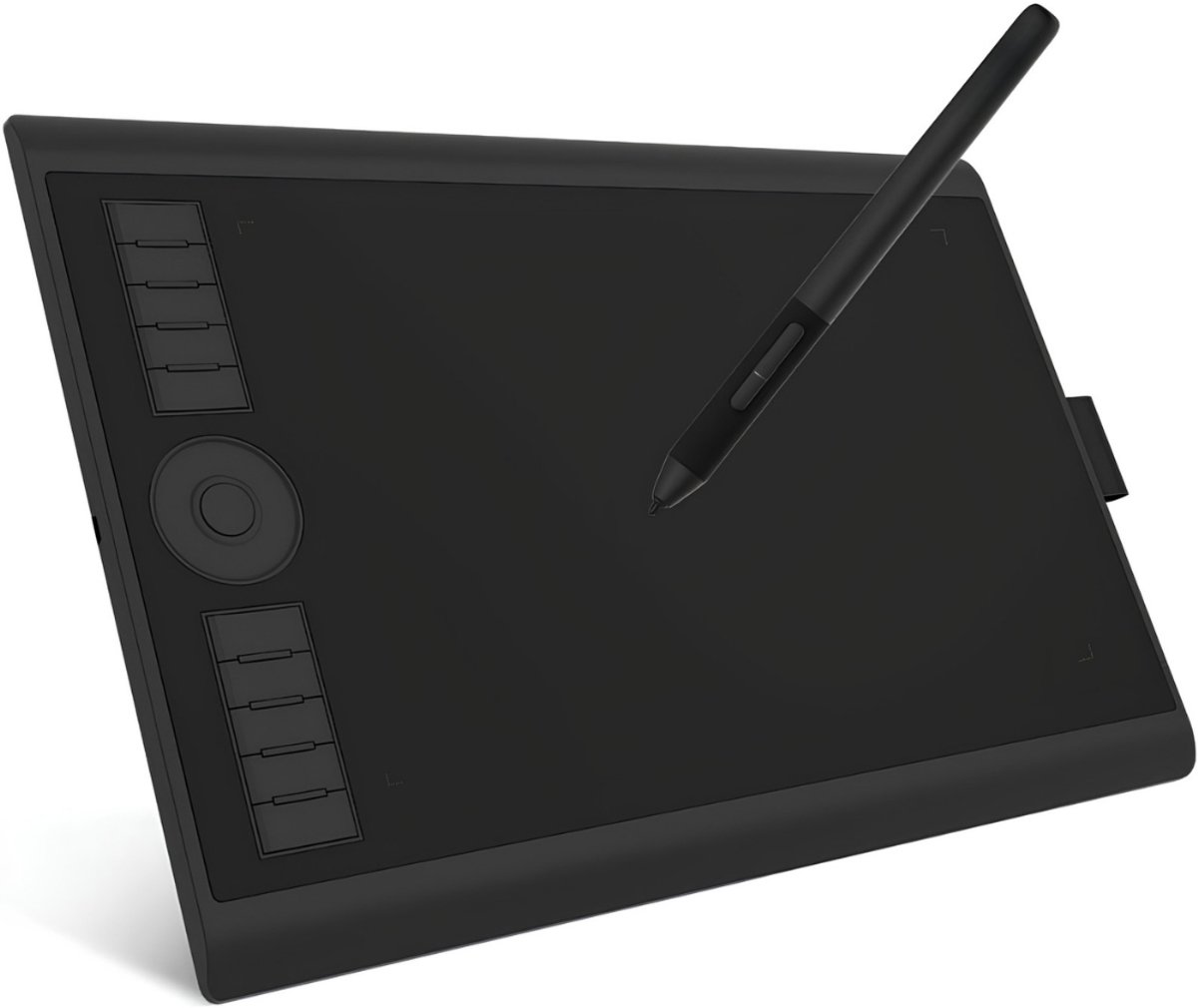 Lìon® Tekentablet - 10 Programmeerbare Sneltoetsen - Grafisch Tekenpad voor Illustratie & Desig - Zwart - 36cm x 24cm x 1cm