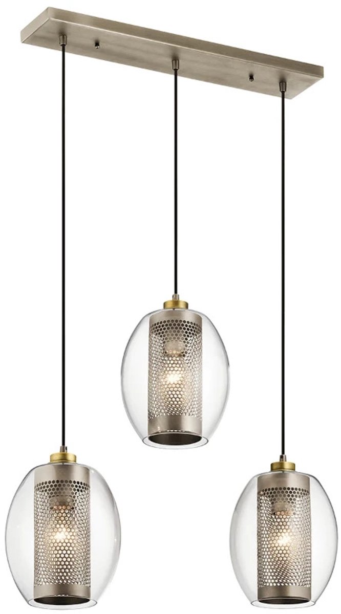 Kichler LED Hanglamp Asher II | 3X E27 Max 60W | Dimbaar | Antique Pewter