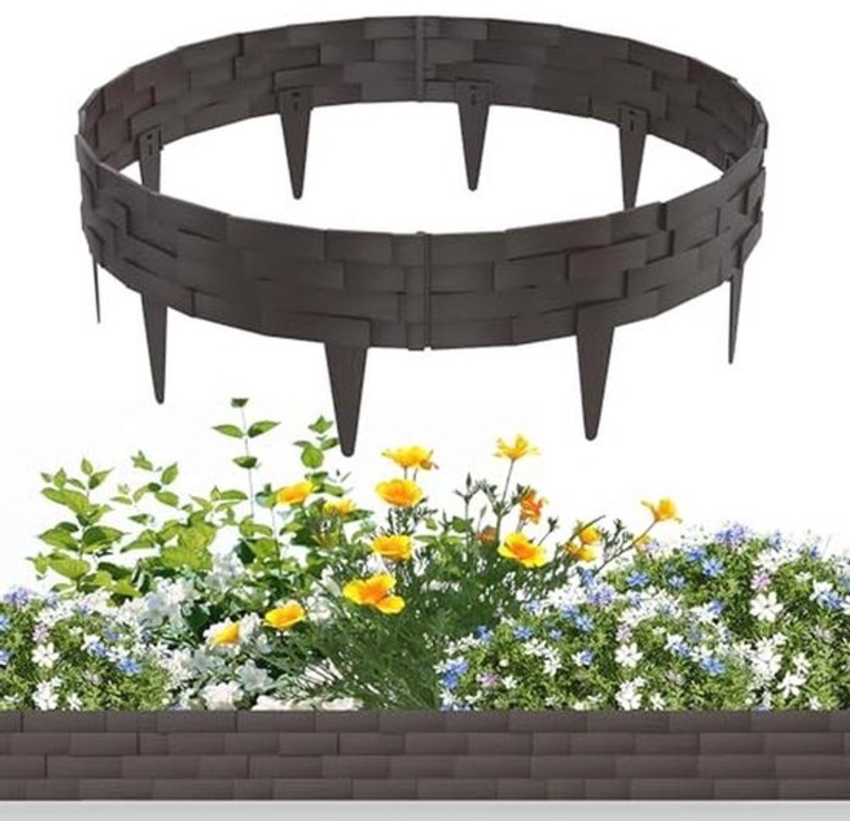 Gazonrand 10 m - Steenlook Kunststof Bloemperkrand voor Tuin
