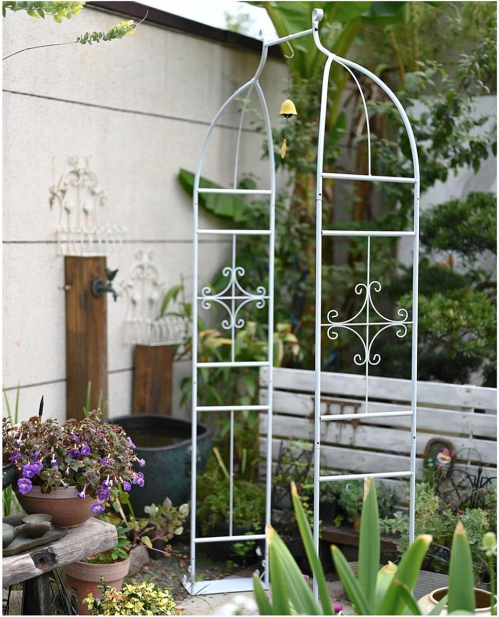 Tuinboog Metaal - Klimplant Steun - Decoratie Tuin - Weerbestendig Gepoedercoat - 120x205cm - Wit