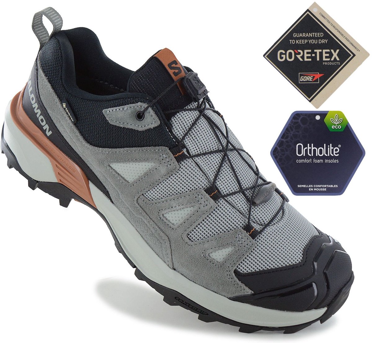 Salomon X ULTRA 360 Leather GTX - GORE-TEX - Heren Wandelschoenen Trekking Schoenen Grijs 479794 , Maat: EU 40 2/3 UK 7