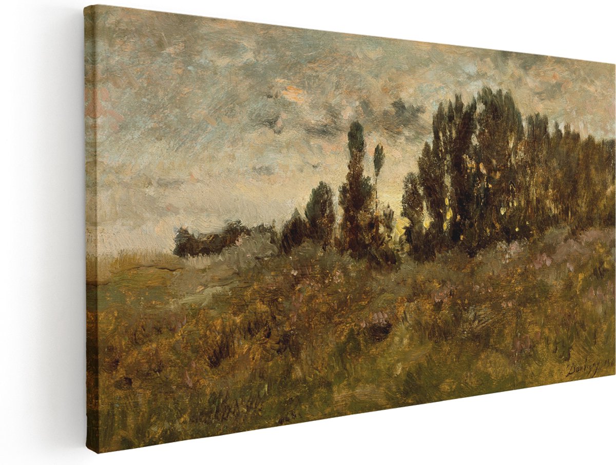 Artaza Canvas Schilderij Natuur - 160x80 cm - Groot - Wanddecoratie Bos - Muurdecoratie Landschap - Schilderijen Op Canvas Zonsondergang