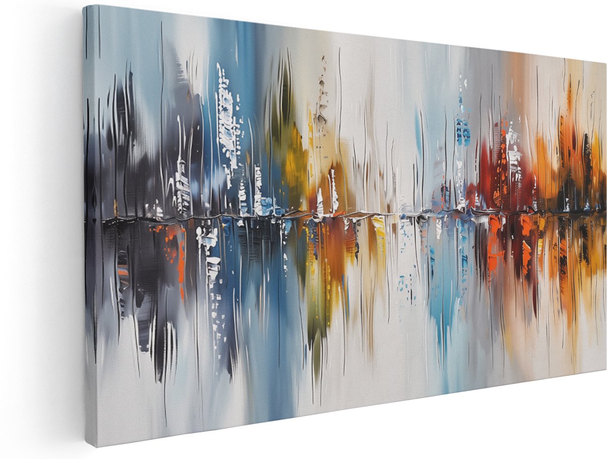 Artaza Canvas Schilderij Abstract Veel Kleuren - 160x80 cm - Groot - Klein - Wanddecoratie Woonkamer - Schilderijen - Muurdecoratie