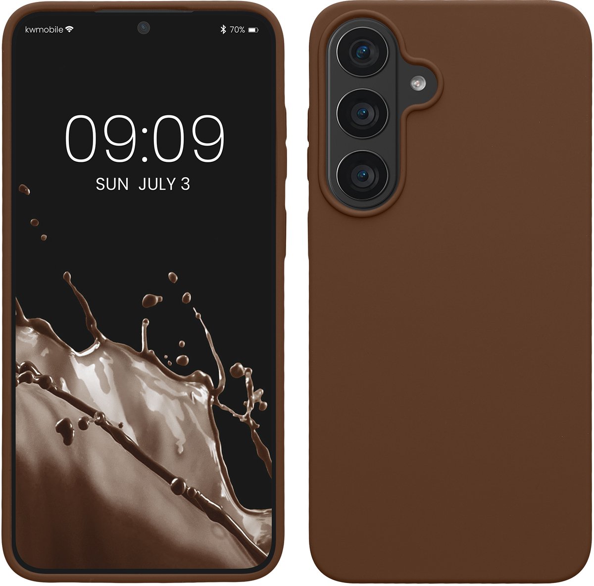 kwmobile telefoonhoesje geschikt voor Samsung Galaxy S26 FE - Hoesje met siliconen coating - Smartphone case in chocoladebruin