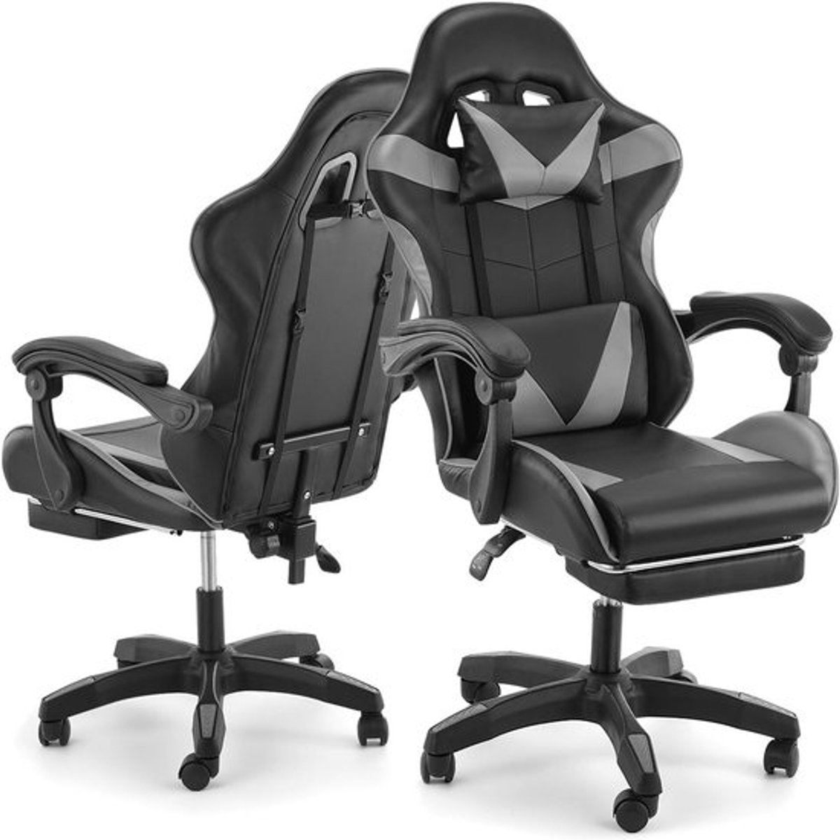 Gamingstoel met voetsteun en lage ondersteuning - Ergonomisch ontwerp met verstelbare hoofdsteun