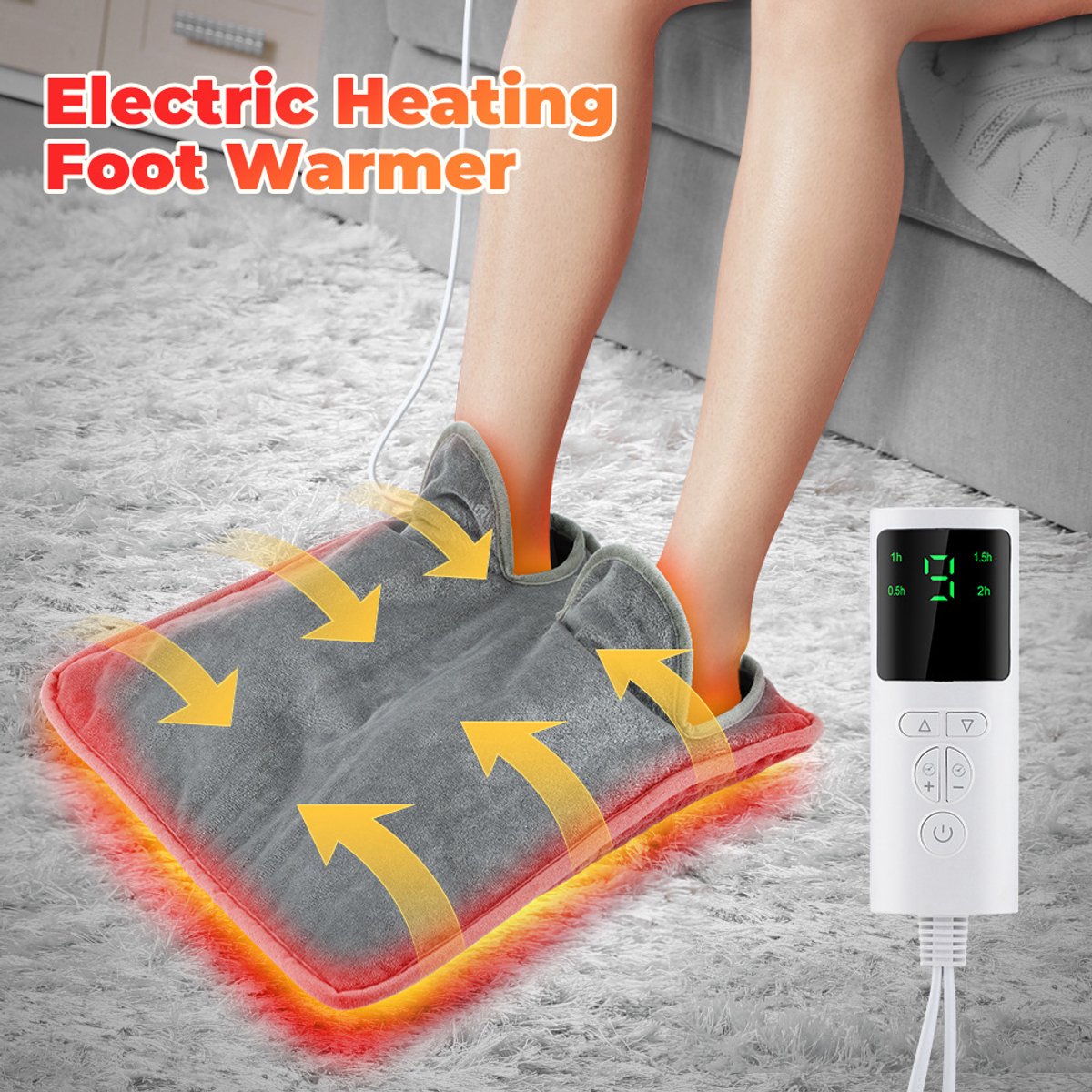 Elektrische-Voetverwarmer-9-Temperaturen-4-Tijdstanden-Wasbaar-LCD-Display-Comfortabel-Huis-Kantoor