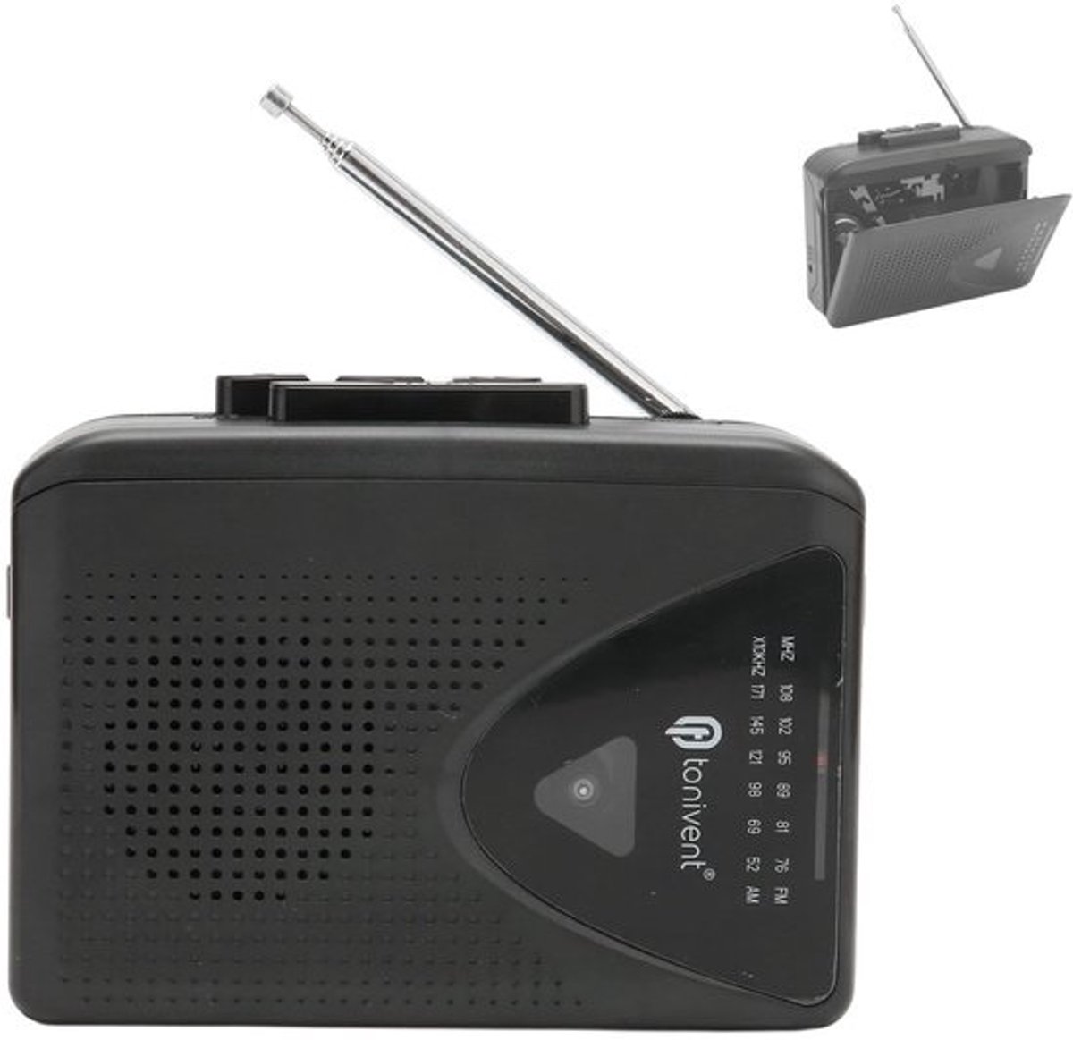Dailygoody - Cassettespeler - Draagbare cassettespeler - Compact met externe luidspreker - Zwart - AM FM-radio - Geschikt voor muziek - Persoonlijke r