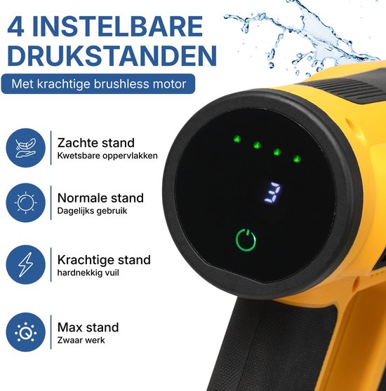 Vosoi Draadloze Hogedrukreiniger - Hogedrukspuit op Accu - Hogedrukreiniger Auto - Terrasreiniger met LCD Display - 6 Spuitstanden - 2x 21V Accu van Vosoi — afbeelding 2