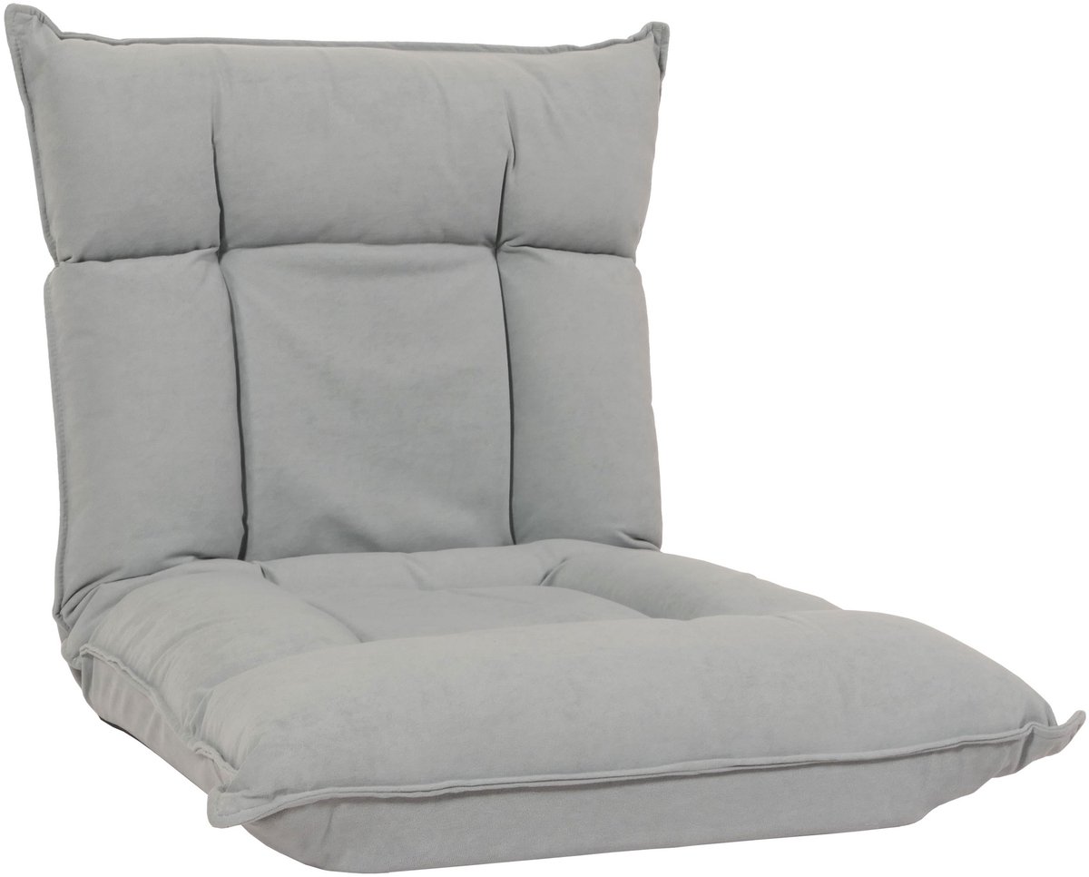 MCW Vloer fauteuil MCW-N44, relax vloer kussen vloer sofa opklapbare fauteuil 6 ligstanden, stevig frame fluweel ~ lichtgrijs