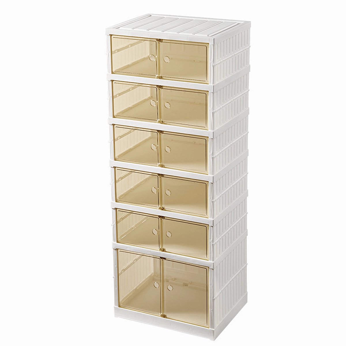 PIPIPOXER Schoenenkast voor 12 Paar - Modulaire Schoenenkast - Schoenenrek opbergdoos - Schoenenorganizer - 12 Vakken - 44 x 34.5 x 117 cm - Geschikt voor Laarzen - Wit