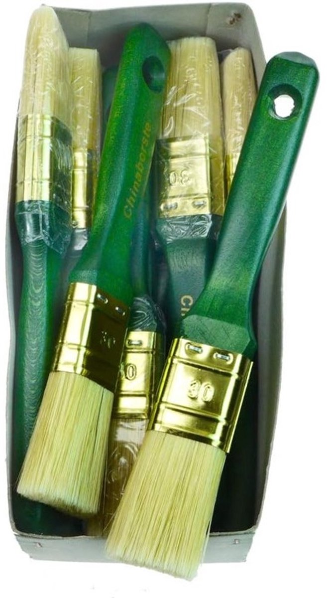 Platte Lak Kwaliteit - Verfkwasten Set - Schilderen Hout - Professionele Kwaliteit - 30 mm - Multicolor