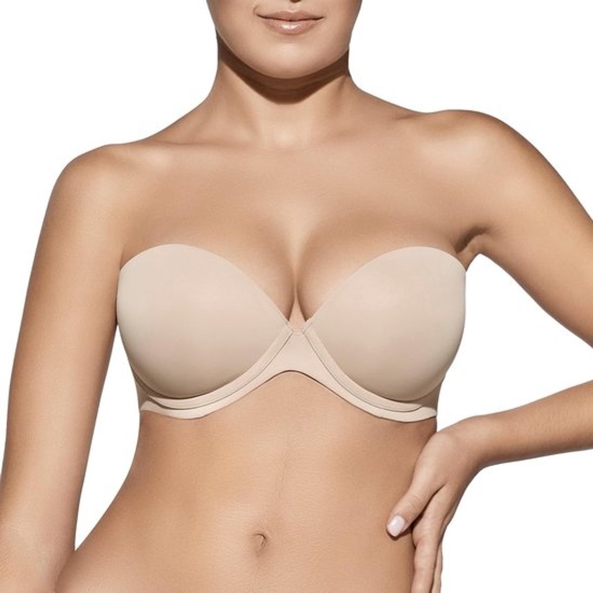 Strapless Push-up Beha - Zonder Bandjes Beha - Zonder Rug - Diepe Hals Lijn - B Cup