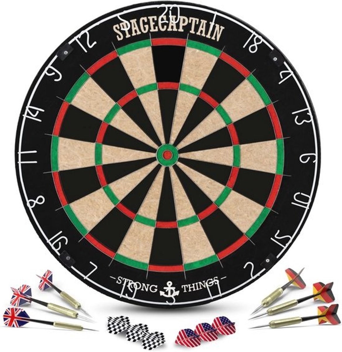 Professioneel Dartbord met Roterende Nummerring - Complete Set met 6 Stalen Dartpijlen en 12 Flights