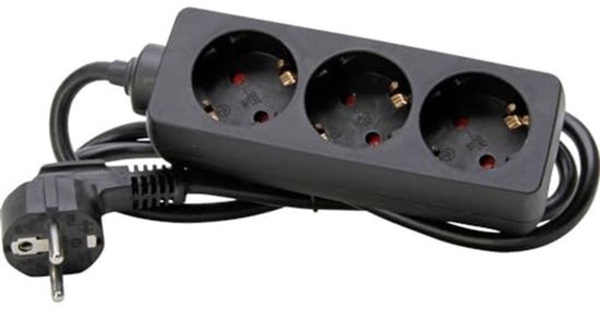 3-voudige contactdoos met 45° gedraaide stopcontacten en verhoogde beveiliging - 1,4m kabel