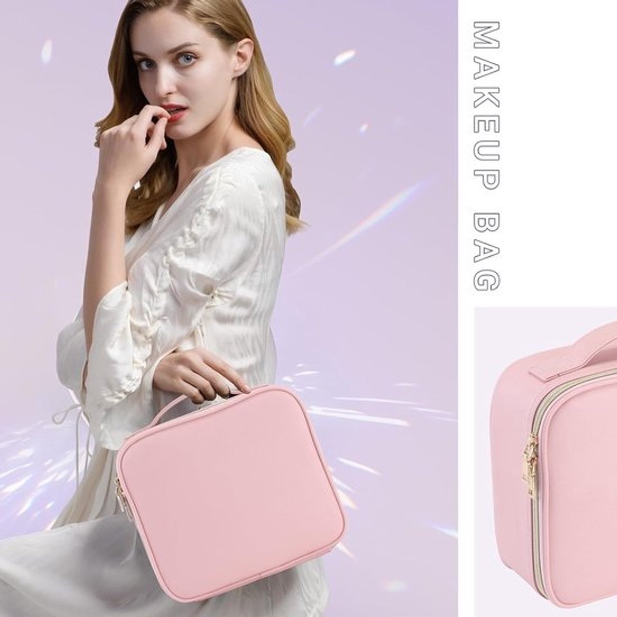 Roze Cosmeticakoffer voor Make-up en Organizers
