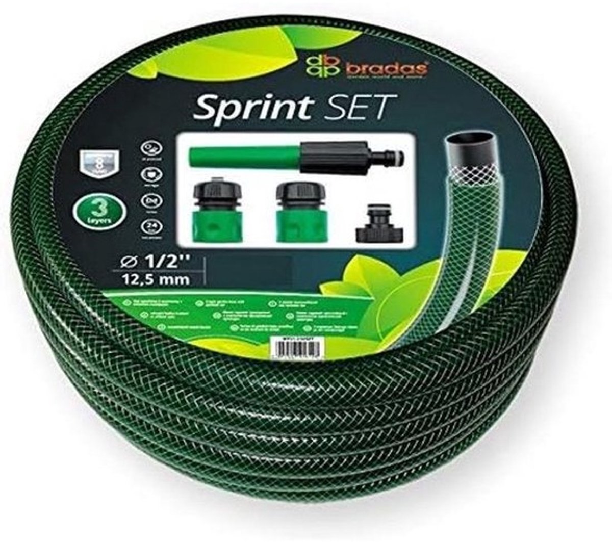 Tuinslang Set - Waterslang 20m - Tuin Bewateren - UV Bestendig - 1/2 inch - Donkergroen