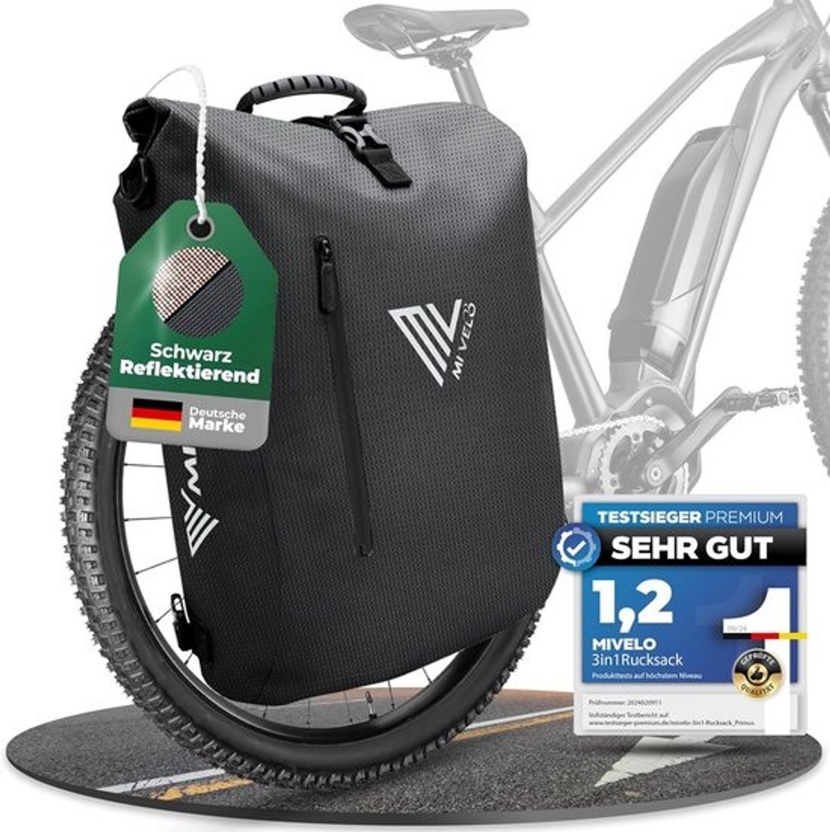 Waterdichte 3-in-1 Fietstas: Fiets-, Rug- en Schoudertas met Reflectie