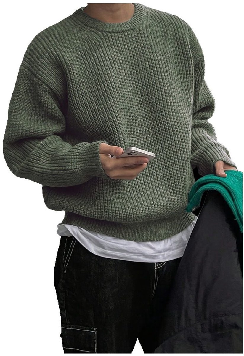 Currero Sweater Heren Sweaters Sweatshirt Hoodie Warme Trui Pullover Jumper Crewneck Vest Olijfgroen