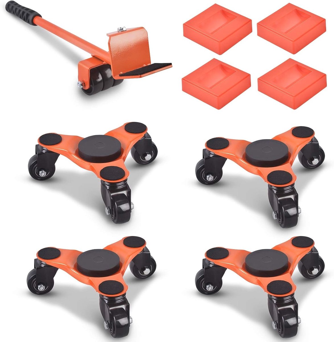 6 Inch Stalen Tri-Dolly met 3 Wielen, Zware Meubelverhuizer met Lifters, Tot 200kg Capaciteit, Perfect voor Meubeltransport en Verhuizen