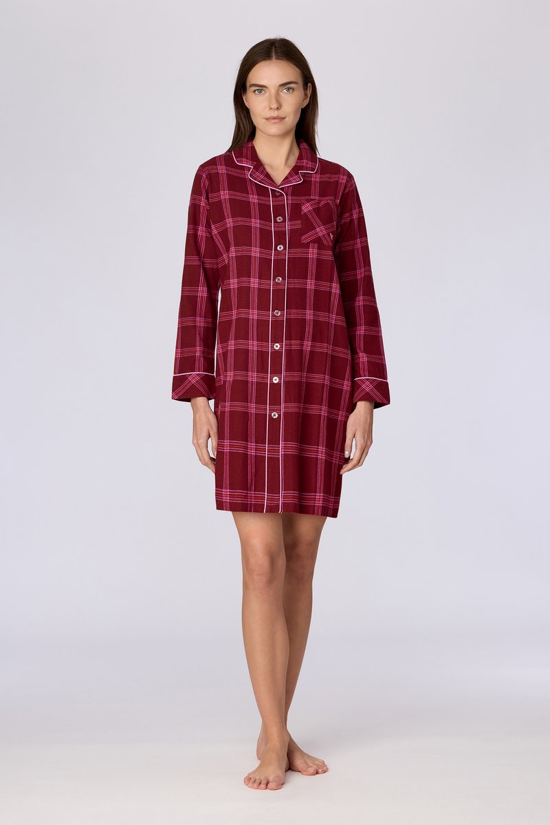 Woody Dames Slaapkleedje Bordeaux Ruit Rood M