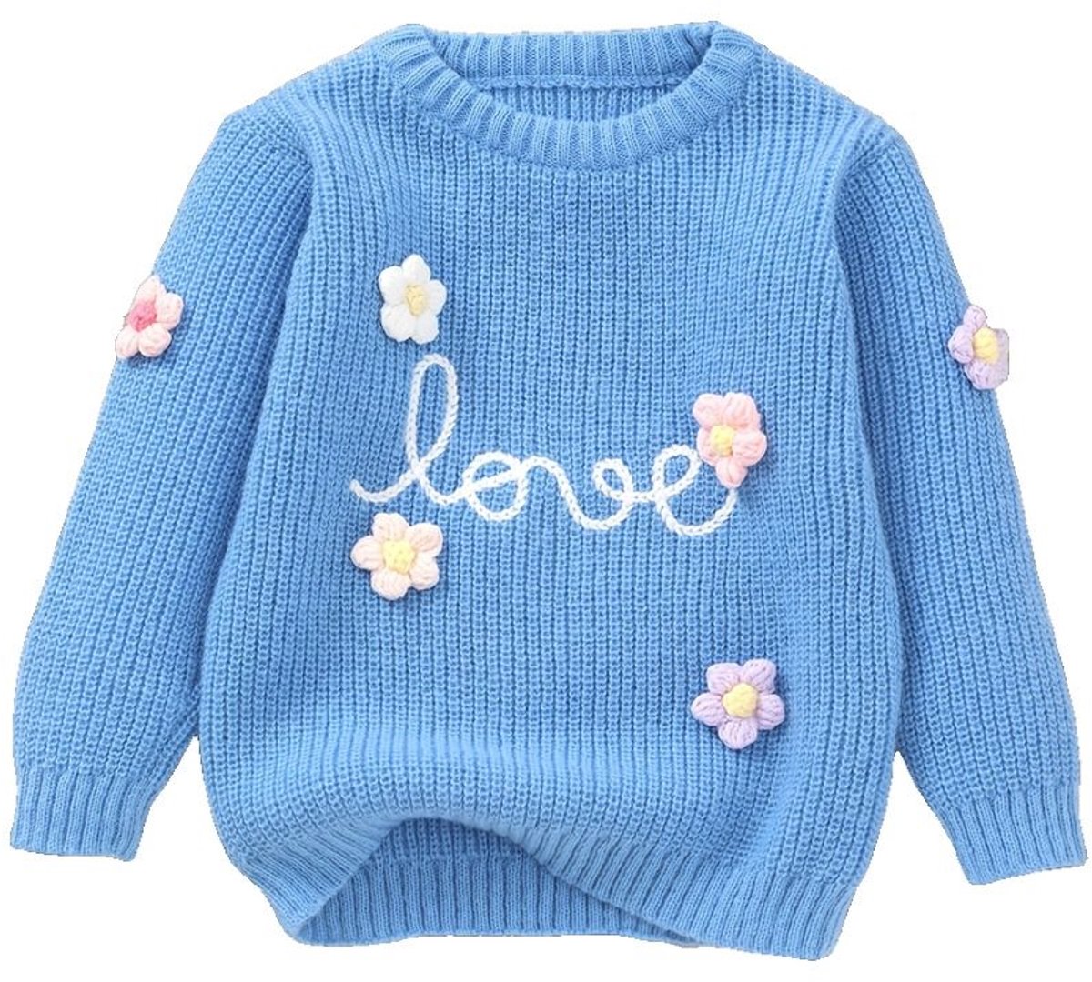 Currero Sweater Meisjes Sweaters Sweatshirt Hoodie Warme Trui Pullover Jumper Crewneck Vest Lichtblauw 3-4 Jaar