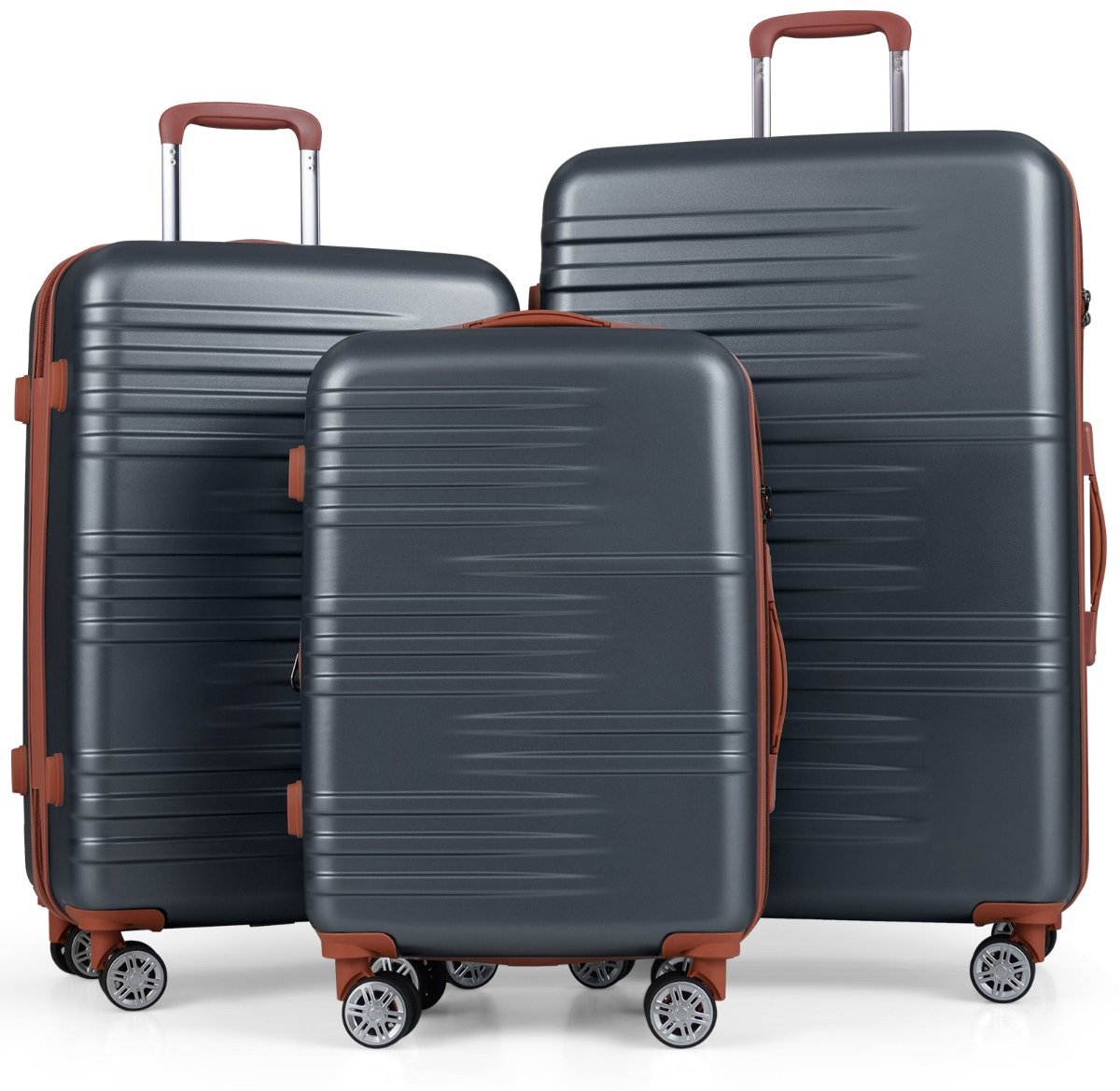 SureDeal® - Kamper - 3-delige Kofferset - Lichtgewicht Koffers - Vier Wielen - 40x23x58 cm - Zwart
