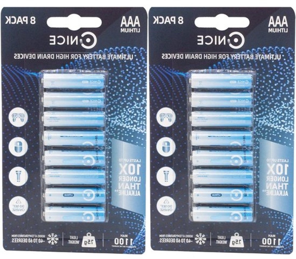 AAA Lithium Batterijen - Niet Oplaadbaar - Apparaten Hoge Afvoer - Hoge Capaciteit 1100 mAh - 16 Stuks - Niet Gespecificeerd