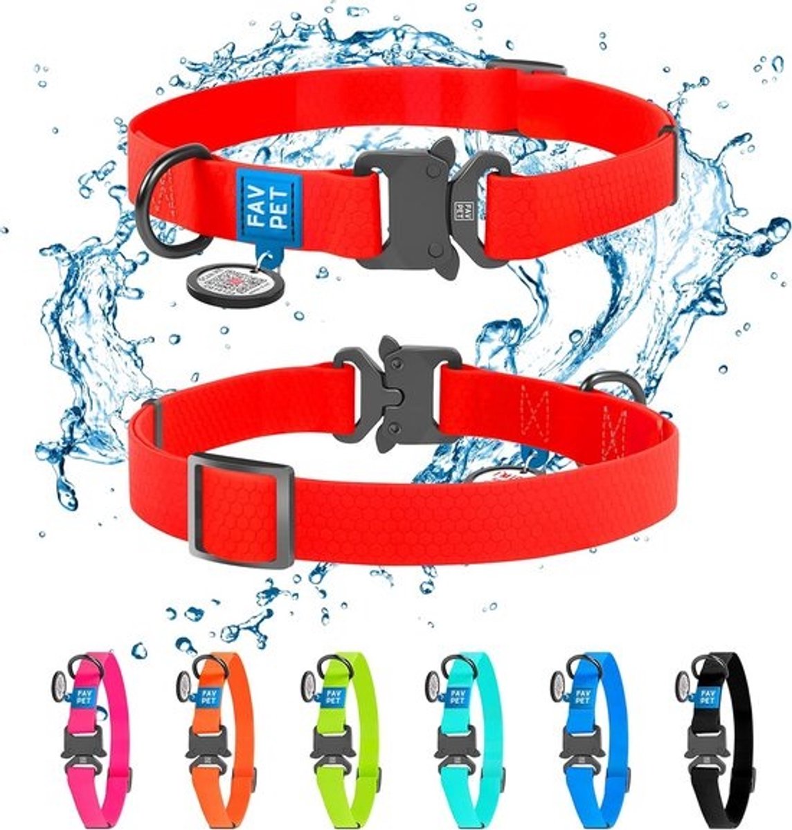 Verstelbare Waterdichte Hondenhalsband met QR Code Penning en Cobra Gesp