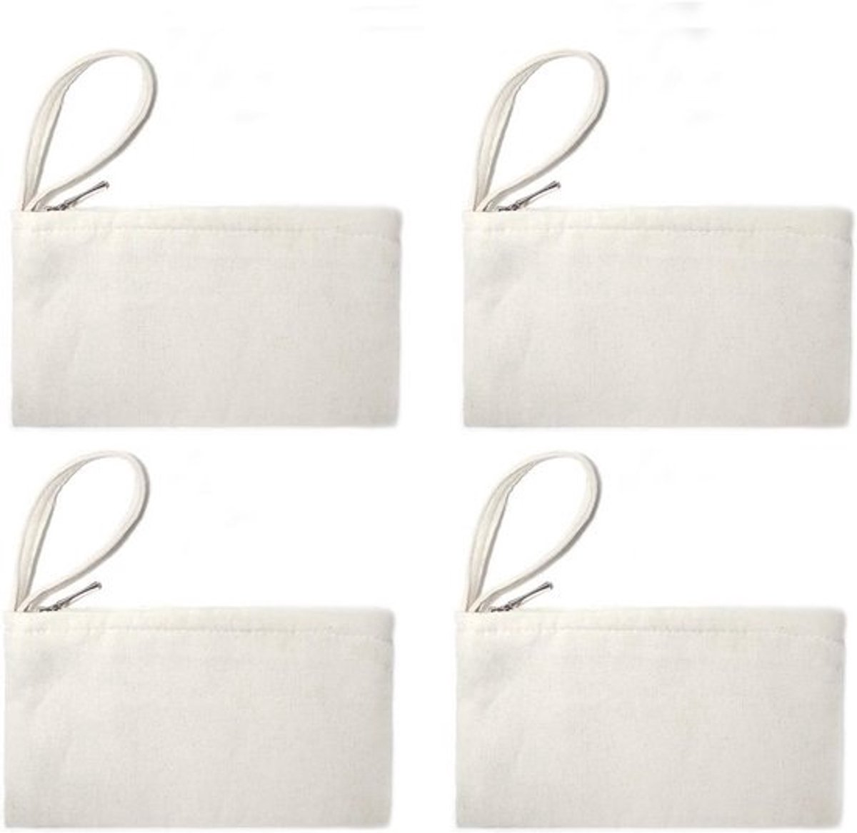 2 Stuks Katoen Canvas Make-up Tas met Ritssluiting - Cosmetica Organizer