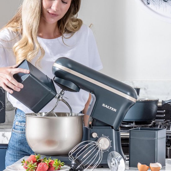 Staande Mixer - Keukenmachine - Thuis Bakken - 1200W Kracht - 5L Kom - Blauw Grijs — afbeelding 4