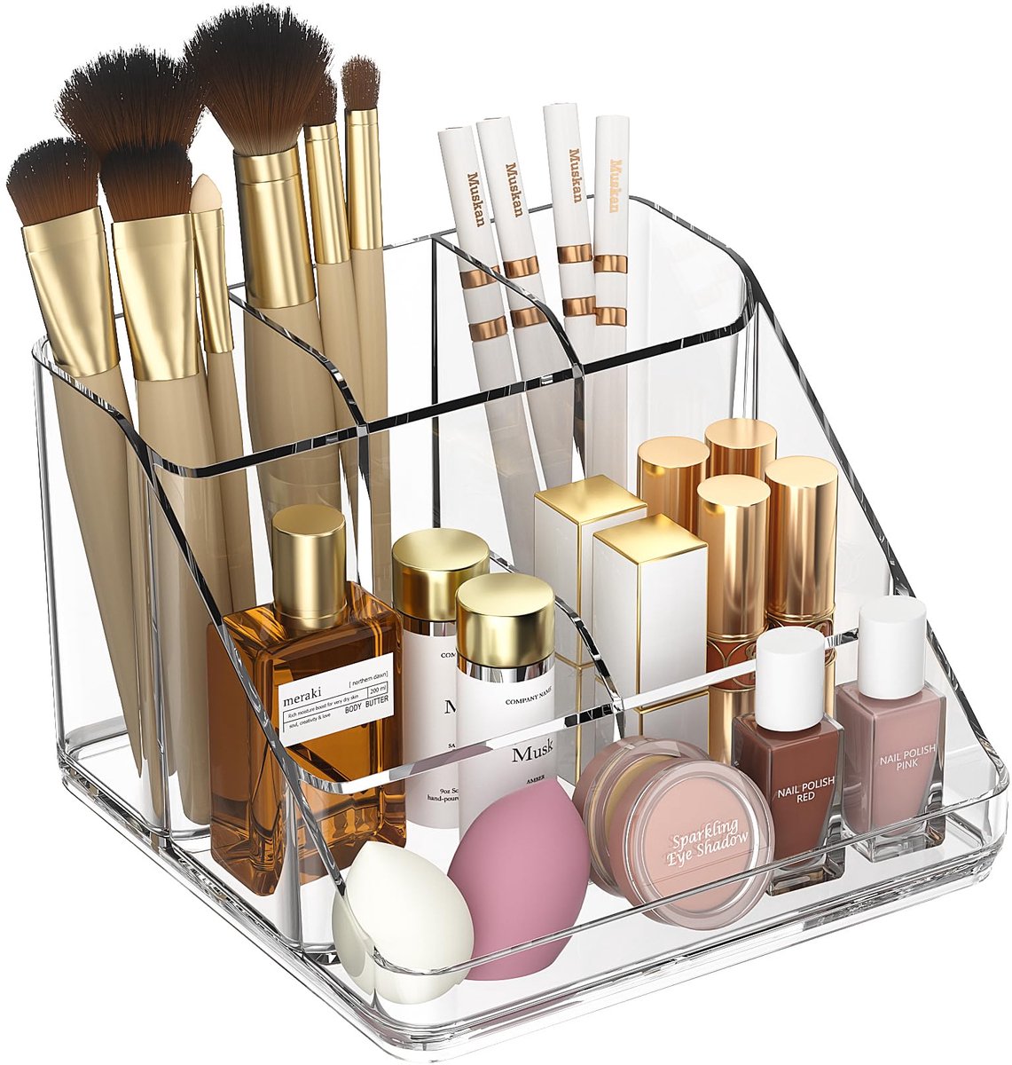 Make-up Organizer - Met 6 vakken - Voor cosmetica, huidverzorging en sieraden - Transparant Acryl